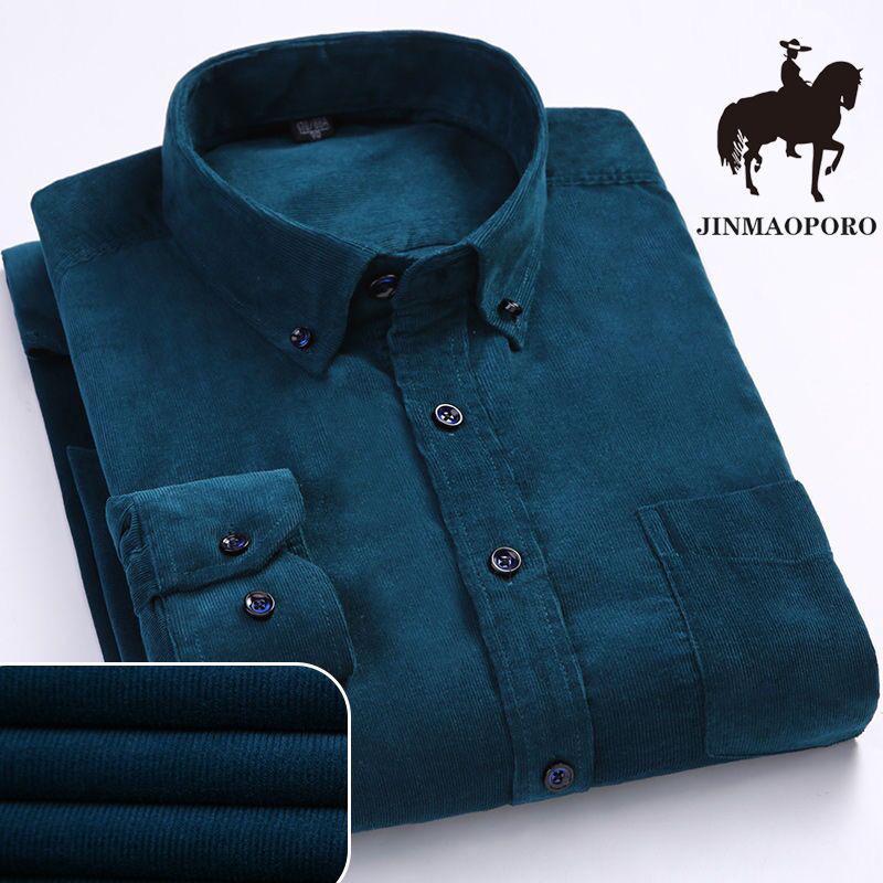 Herren Langarm Cordhemd - 100% Baumwolle, Lässige Passform, Übergröße, Ideal für Herbst & Winter