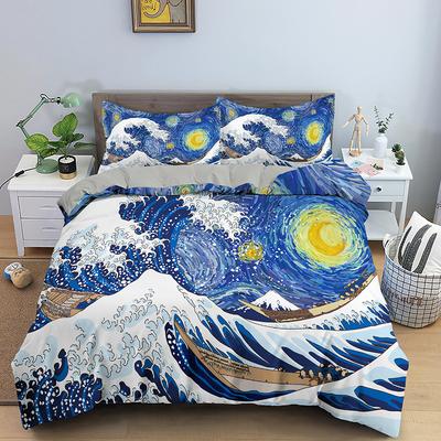 Wave Duvet Cover Set 3D Print Psychedelic Abstract Art Bedding Set Queen King Size for Boys Girls Teen Polyester Comforter Cover