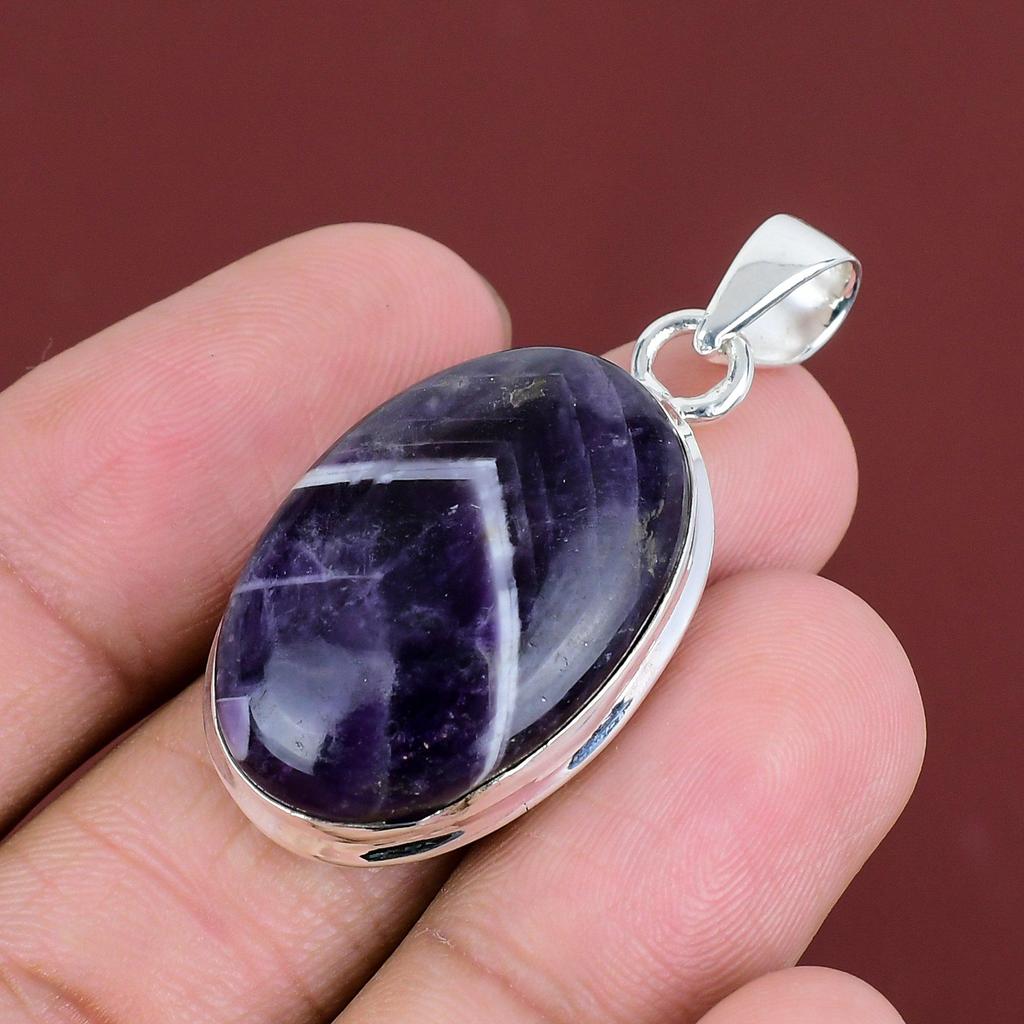 Chevron Amethyst Pendant 925 Sterling Silver Pendant Birthstone Jewelry Handmade Top Quality Gemstone Pendant Gifts For Mom Stylish Pendant