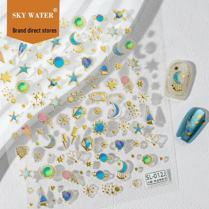 Star Moon Heart Nail Stickers: Retro Totem Design for Beautiful Girl s Nails