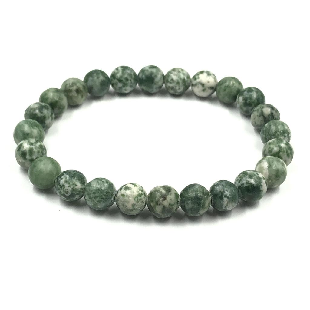 8mm Natural Tree Agate A Gemstone Green Beads Bracelet 7.5" Unisex Jewelry For Birthday Gift RBB-12