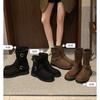 ~ New Retro Locomotive Buckle with Round Head Thick Sole Heightening Medium Tube Short Boots Autumn and Winter Women