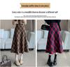 Korean Wool Plaid Midi Skirt: High-Waisted, Plus Size, Slimming A-line - Winter 2026