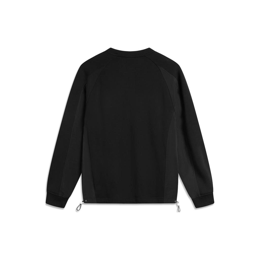 Li Ning Sports Lifestyle Series Solid Color Round Neck Pullover Loose Sweatshirt Unisex Sweatshirt Black AWDU021-3