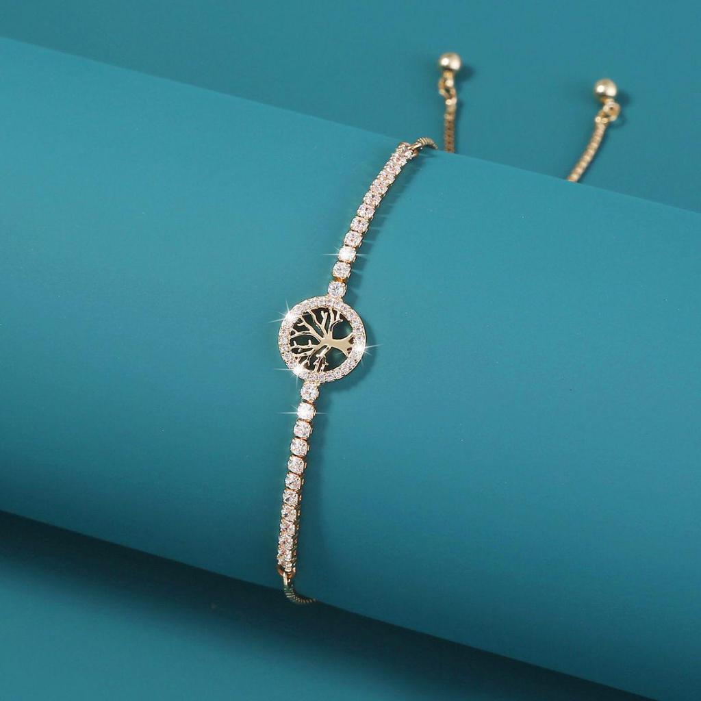 Stylish Adjustable Luxury Zircon Tree of Life Bracelet for Women