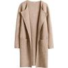 Women's Turn Down Collar Long Sleeve Loose Fit Casual Long Knit Cardigan Solid Color Pocket Sweater Coat