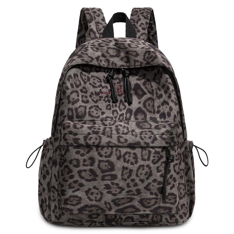 2025 Leopard Print College-Style Backpack: Casual, Large Capacity for Students and Commuters