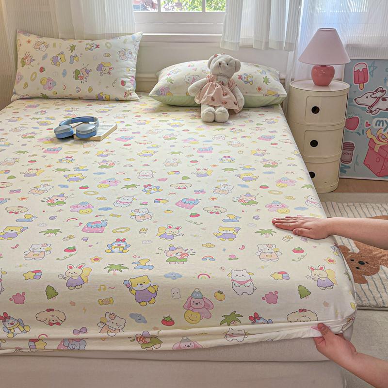 Soft Fitted Sheet Pure Cotton Bed Cover Single/Twin/Queen/King Size Bedsheet Non-slip Bed Linen sabanas (Pillowcase Need Order)