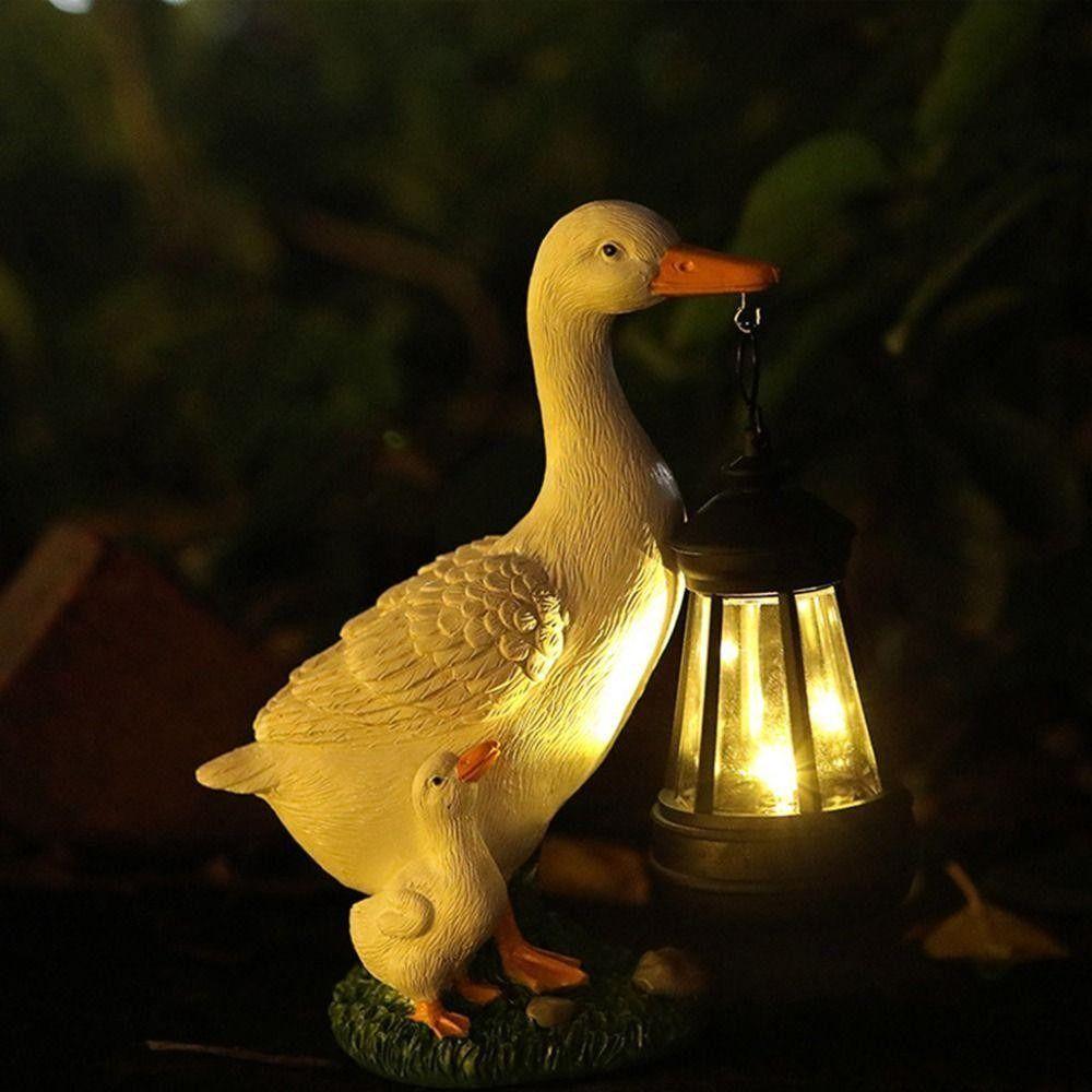 Resin Solar Duck Sculpture LED Warm Light Solar Lamp Garden Stake Light Super Bright Energy Saving Animal Figurine Outdoor