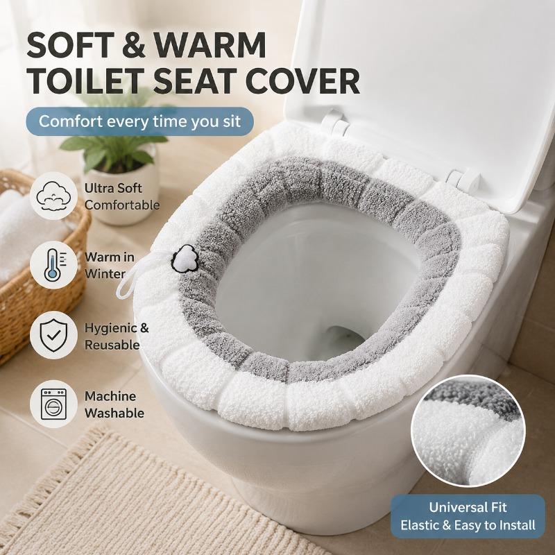 Thickened Warm Fluffy Toilet Seat Pad Universal O-shaped Plush Toilet Seat Cover Nordic Style Soft Padding For Toilet
