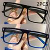 2/3PC New Fashion Large Frame Reading Glasses Trendy Square Frame Rice Nail Middle-aged and Elderly Goggles Reading Glasses