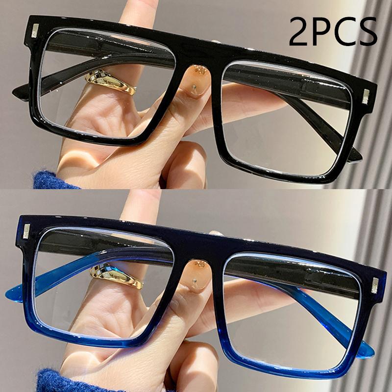 

2/3PC New fashion large frame reading glasses trendy square frame rice nail middle-aged and elderly goggles reading glasses 1.5