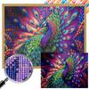5D DIY Full Square Drill Partial AB Drill Diamond Painting Peacock Decor 45x35cm