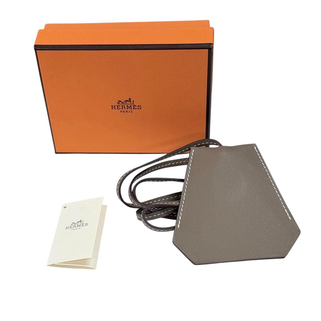 Excellent HERMES Necklace Leather Clochette Necklace Charm Leather leather Women Used