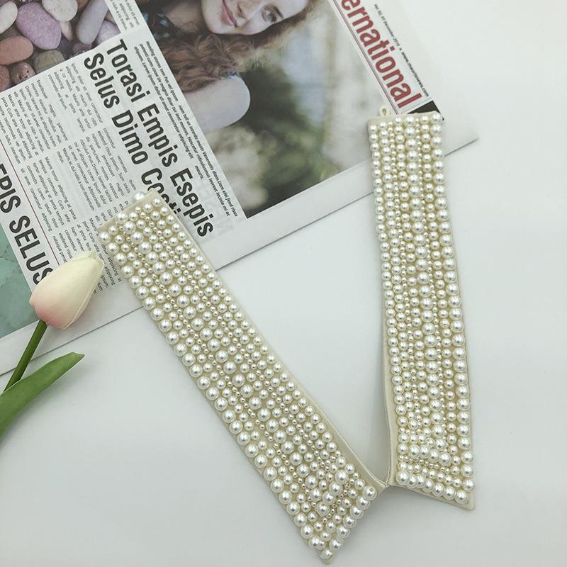 Women Pearl Fake Collar Retro Lace Beaded Collar Choker Necklace Party Bride Clothing Accessories Sweet Detachable False Collar