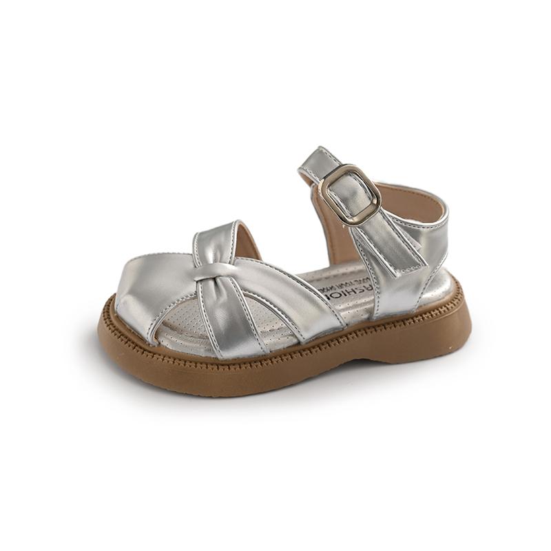 

Half Baotou Girls Baby Casual Shoes Summer New Soft Bottom Non slip Sandals for Girls, Solid Color Princess Shoes 25