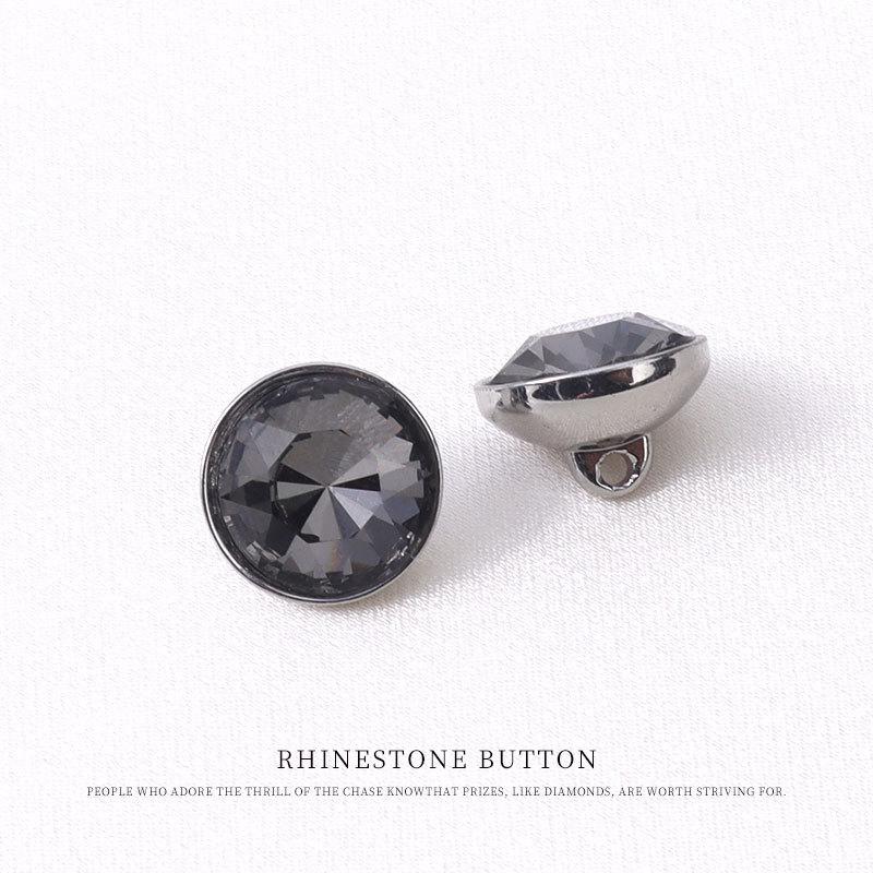 5pcs High-End Glass Colored Rhinestone Buckle Shirt Shirt Cardigan Sweater Button Round Versatile Small Fragrant Decorative Button