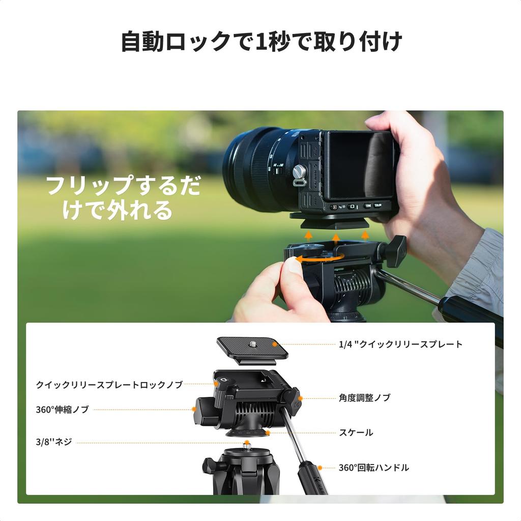 CONCEPT 190cm Camera Travel Tripod for Cameras and 4kg Weight Portable Profile Remote Detachable Video and Manfrotto Quick Release Plate K&F Tripod,