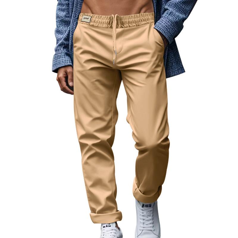 Men's Relaxed Fit Comfortable Quick-Dry Waistband Casual Business Solid Colour Trousers