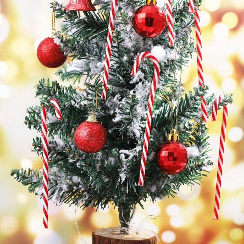 6 Pcs 15cm Acrylic Crutch Twisted Xmas Tree Hanging Ornaments Christmas Canes  Noel Tree Decorations