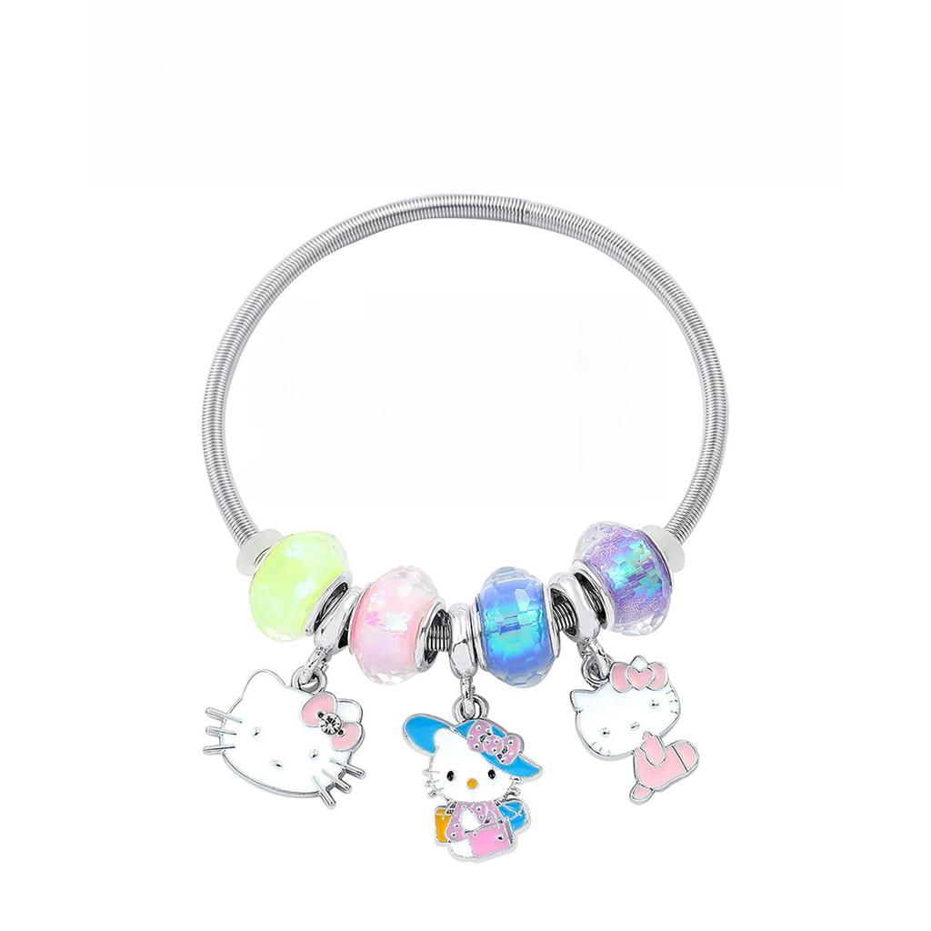 Hello Kitty Rosa Pandora Armband - Niedliches Cartoon-Katzen-Charme-Bügelarmband Schmuck