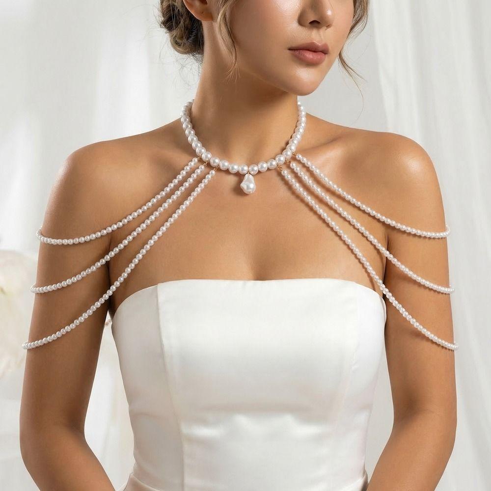 Gold Chain Body Chain Jewelry Beads Shoulder Body Chain Bridal Tassel Necklace  Banquet Parties