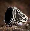 Punkboy Vintage Shaped Geometric Oval Black Glossy Men's Ring For Anniversary Party Wedding Male Rings Zircon Accessories 6-14