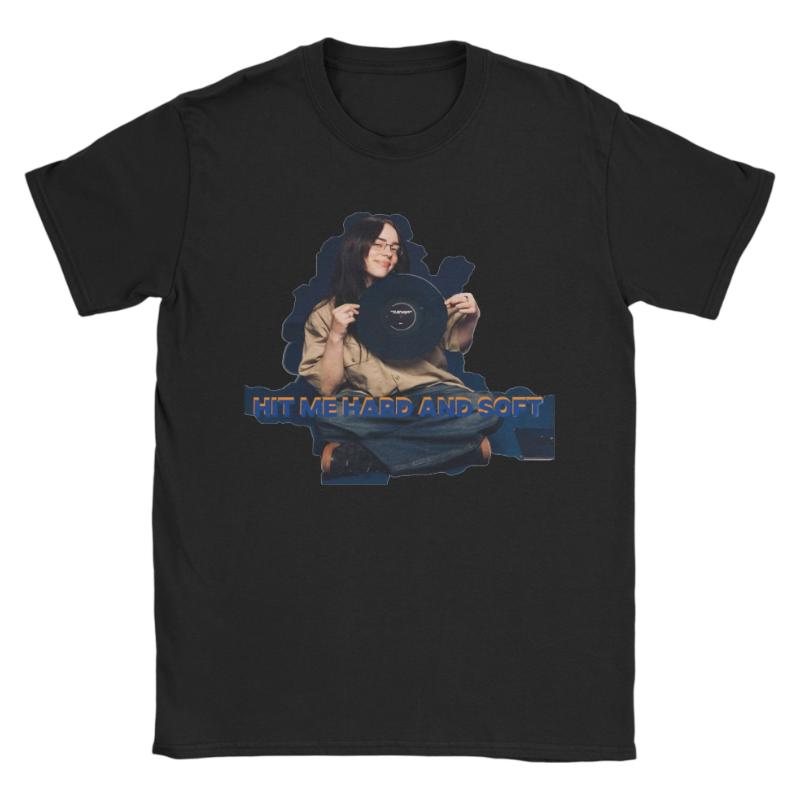 Unisex Vinyl Record Billie Eilish TShirt Premium Cotton Crew Neck Short Sleeve Retro Music Collector Casual Graphic Top M