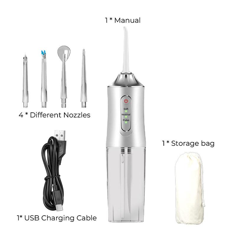 

Портативный ирригатор для стоматологии, струйный стоматологический инструмент, чистка зубных мешков, вращающиеся насадки на 360°, устройство для чистки полости рта белый