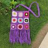 Crocheted Shoulder Tassel Bohemian Ethnic Style Tote for Beach Travel