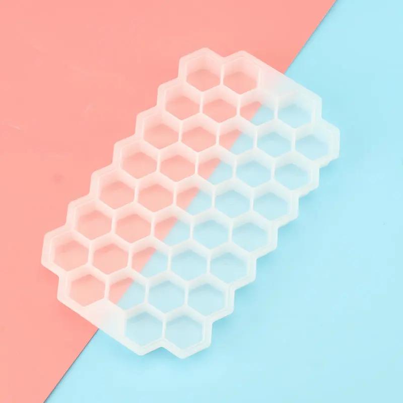 37 Cavity Honeycomb Ice Cube Trays Mold Reusable Silicone Ice Cube Mold BPA Free Ice Cream Maker with Lids DIY Popsicle Mold