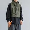 Chaqueta tipo chaleco corta estilo japonés para hombre, estilo americano, fina, con capucha, funcional, con múltiples bolsillos, informal
