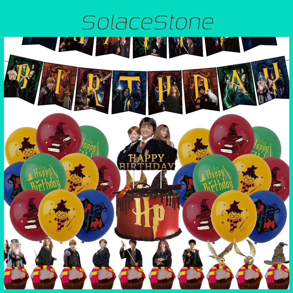 Party Harry Potter Decorations Cake Toppers Spiral Pull Flags Aluminum Set Foil