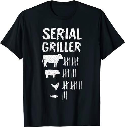 NEW LIMITED Serial Griller Fathers Day Funny Grilling Grill BBQ Master TShirt kawaii clothes harajuku oversized t shirt stitch S