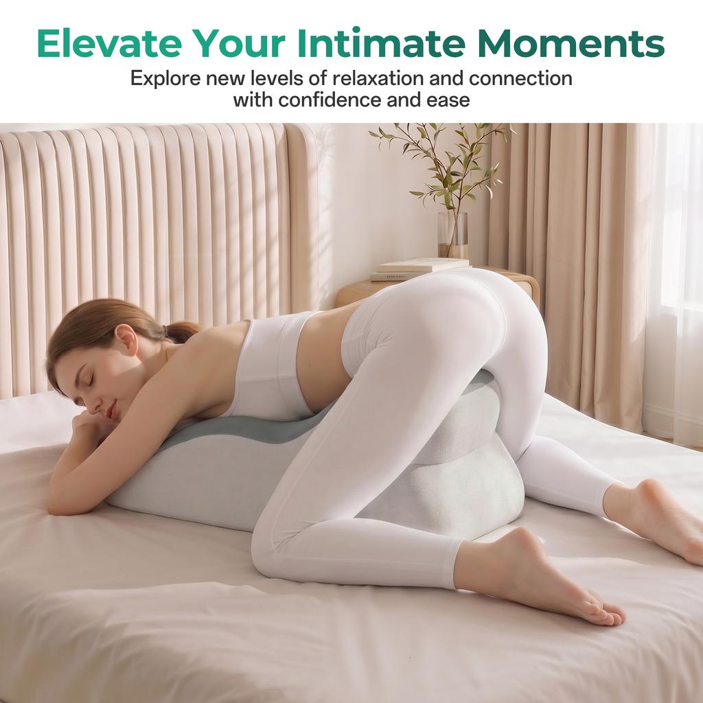 Sex Pillow for Couples – 27° Intimate Wedge Pillow, Memory Foam, for Intimate Positions & Sex Positions, Washable, Couple Pillow, Grey