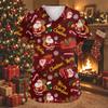 Women's V-Neck Short Sleeve Christmas Print Work Tunic Top with Pockets and Side Slits