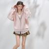 ICH MODE Women's Colorblock Loose Hooded Sweatshirt Jacket