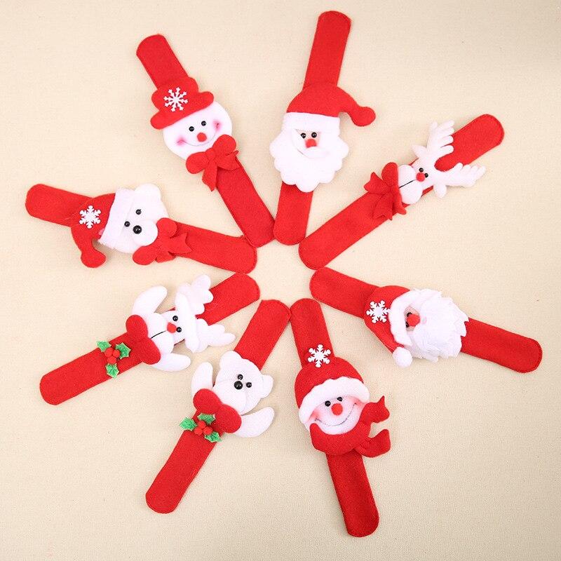 1 Pc Bronzing Christmas Gifts Xmas Bracelet Adult Children's Toys Santa Claus Snowman Elk Patting Circle Pat Ring