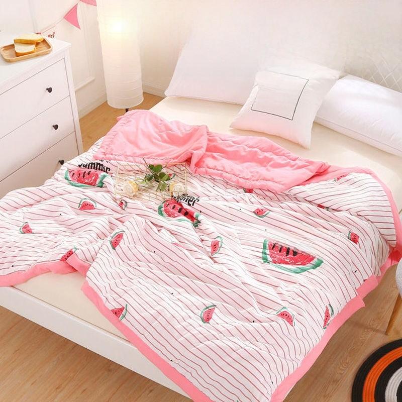 Washed Watermelon Printed Cotton Summer Air Conditioning Quilt For Bedroom Gift