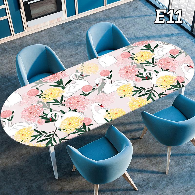 Oval Tablecloth Table Cover Waterproof Oil-Proof Elastic Kitchen Dining Room Wedding Party Table Cover Outdoor Picnic Camp Decor