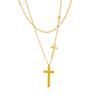 Stainless Steel Double-layer Cross Necklace Popular High-end Light Luxury Niche Collarbone Sweater Chain Gold-plated Fading