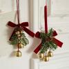 Green Christmas Chime Bell Red Pine Cone Bell Pendant  Christmas Tree Decorations
