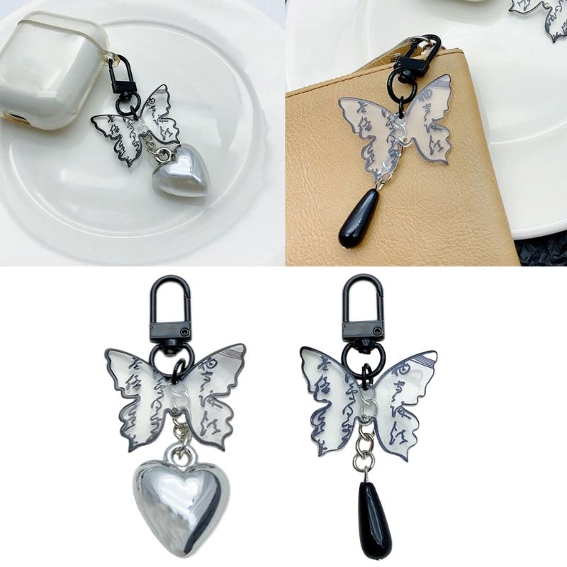 Chinese Style Phone Chain Calligraphy Butterfly Pendant Keyring Cellphones Strap