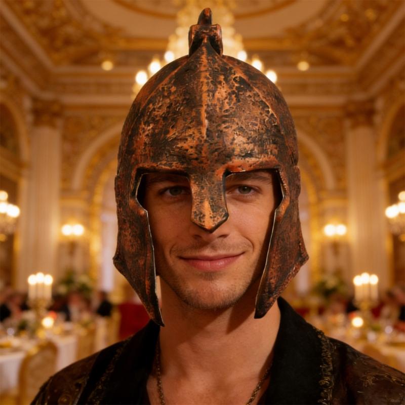 Horned Hat Roman Battle Costume Accessory Soft Latex Ancient Fighter Helmet For Role Playing And Cosplay