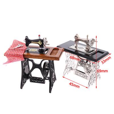 1:12 Puppenhaus Mini Möbel Nähmaschine mit Schere für Puppenhaus Dekor