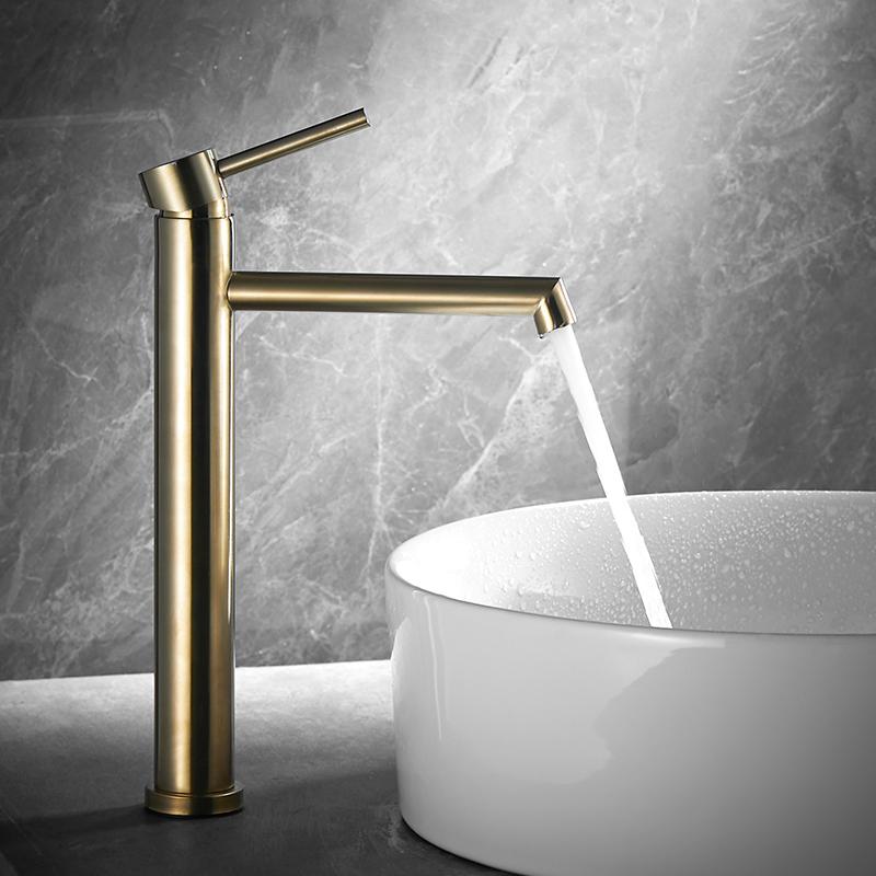Basin Faucets Brush Gold Bathroom Faucet Single handle Basin Mixer Tap Bath Black Gray Chrome Faucet 304 SUS Sink Water Crane
