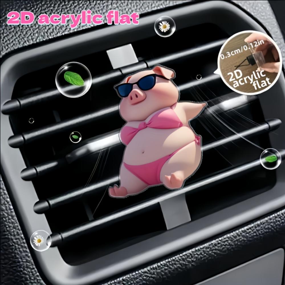 2D Flat Pig Car Vent Clip Decorative Diffuser (fragrance Not Included), Car Interior Decoration, Aromatherapy Clip, Ideal for Holiday Gifts