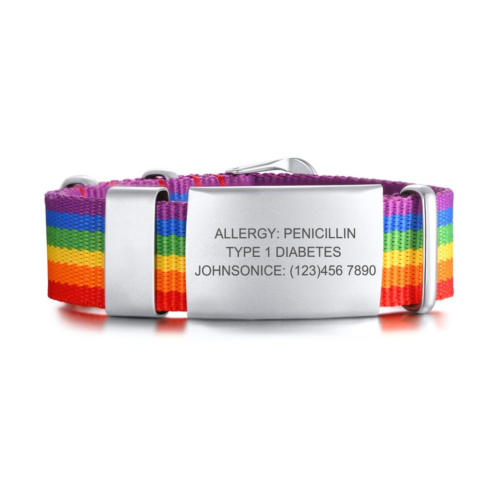 Braccialetto di emergenza, Braccialetto di allerta medica personalizzato, Braccialetto per allergie, Diabetico, Braccialetto identificativo medico Donna, ID medico per bambini