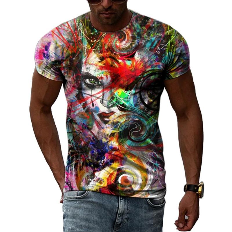 New Fashion Europe and America Retro Graffiti Men T-Shirt Summer S