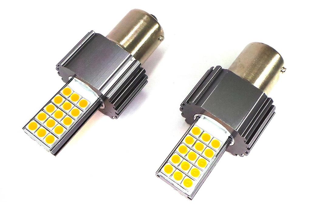 LED Bulbs 2x P21W, BA15S 12-24V CANBUS Orange New, Off-Road